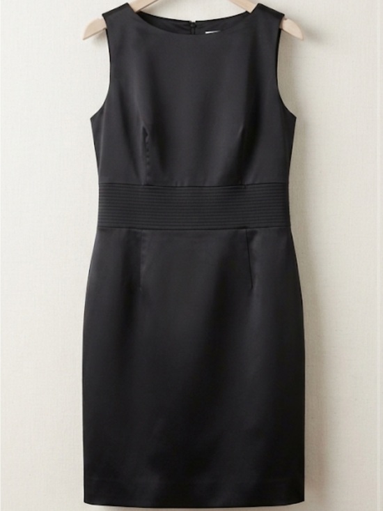 Teenflo Dresses & Skirts - Classic Black Sleeveless Midi Sheath Dress, Formal, Autumn Wedding Guest, Preppy
